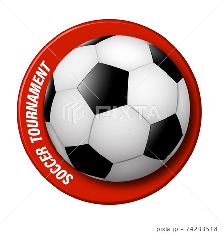 realistic soccer ball with a ring around. Logo for the championship, football competition. Team sports, active lifestyle. Isolated vector on white background 74233518