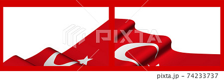 Background, template for festive design. Turkish flag waving in the wind. Realistic vector on red background 74233737