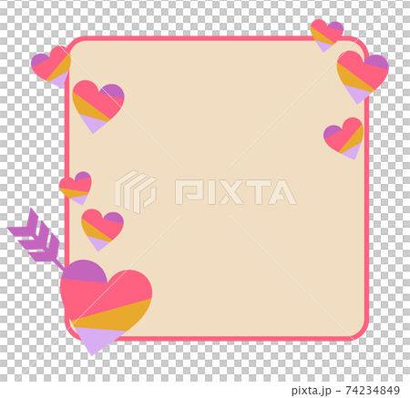 ハートに矢の刺さったフレームのイラスト素材