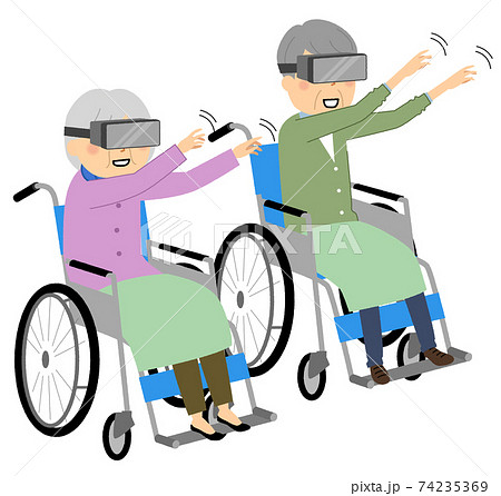 Vrを楽しむ高齢者のイラスト素材