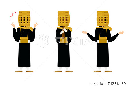 仏教のお坊さんのポーズセット、全身 仏教のお坊さんのポーズセット、全身 74238120