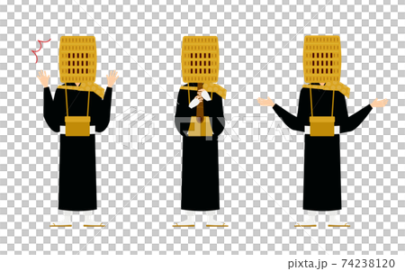 仏教のお坊さんのポーズセット、全身 仏教のお坊さんのポーズセット、全身 74238120