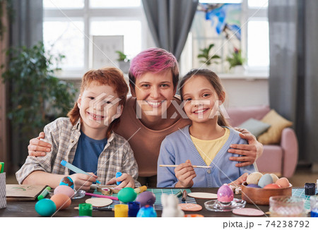 Happy family celebrating Easter 74238792