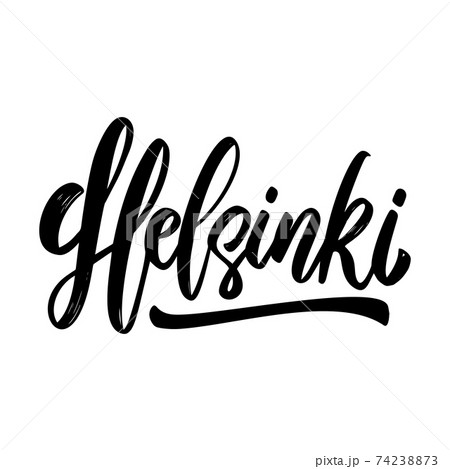 Helsinki (capital of Finland). Lettering phrase on white background. Design element for poster, banner, t shirt, emblem. Vector illustration Helsinki (capital of Finland). Lettering phrase on white background. Design element for poster, banner, t shirt, emblem. Vector illustration 74238873