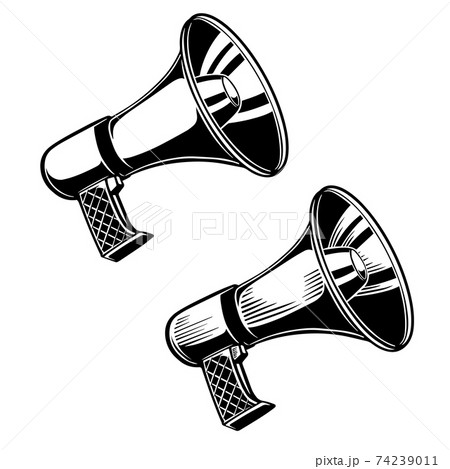 Set Of Megaphone Illustrations Design Element のイラスト素材