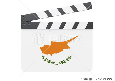 Movie clapperboard with Cypriot flag, film industry concept. 3D rendering 74239399