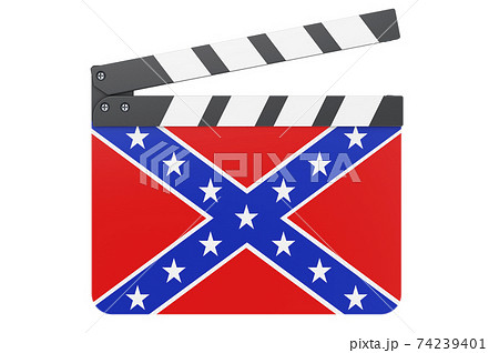 Movie clapperboard with Confederate States of America flag, 3D rendering 74239401