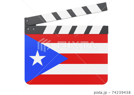 Movie clapperboard with Puerto Rican flag, film industry concept. 3D rendering 74239438