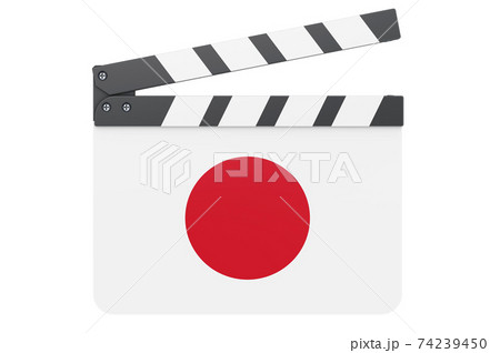 Movie clapperboard with Japanese flag, film industry concept. 3D rendering 74239450