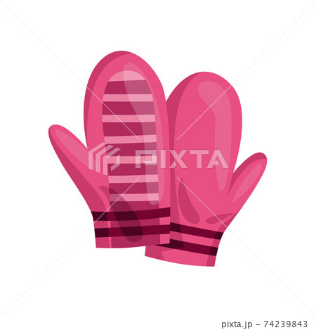 Winter gloves and knitted woolen mittens for children as handwear for winter or autumn season. Vector design symbols for web isolated on a white background 74239843