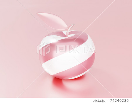 Decorative caramel apple on pink background, 3d render 74240286