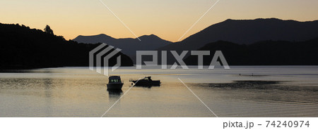 Nightfall in the Marlborough Sounds, New Zealand. Nightfall in the Marlborough Sounds, New Zealand. 74240974