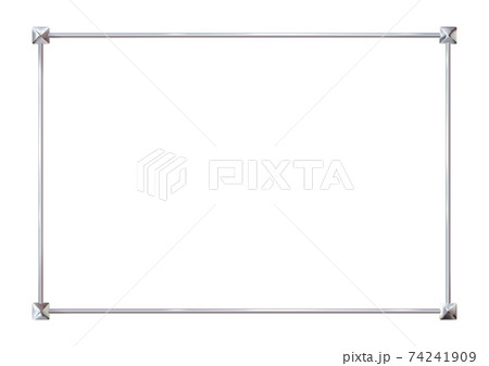 Rectangle realistic frame metal with corner elements of metallic squares. 74241909