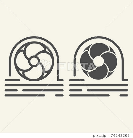 Fan cooler line and glyph icon. Blower vector illustration isolated on white. Computer ventilator outline style design, designed for web and app. Eps 10. Fan cooler line and glyph icon. Blower vector illustration isolated on white. Computer ventilator outline style design, designed for web and app. Eps 10. 74242205