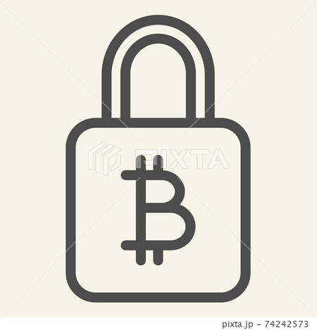 Bitcoin lock line icon. Bitcoin security vector illustration isolated on white. Cryptocurrency protection outline style design, designed for web and app. Eps 10. 74242573