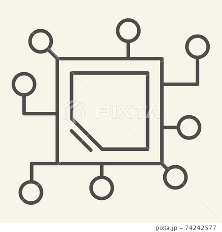 Memory chip thin line icon. Cpu vector illustration isolated on white. Microchip outline style design, designed for web and app. Eps 10. 74242577