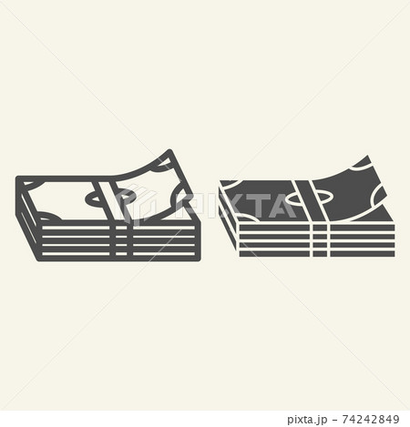 Money stack line and glyph icon. Banknotes vector illustration isolated on white. Bundle of notes outline style design, designed for web and app. Eps 10. Money stack line and glyph icon. Banknotes vector illustration isolated on white. Bundle of notes outline style design, designed for web and app. Eps 10. 74242849