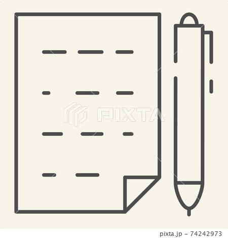 Document with pen thin line icon. List and pen vector illustration isolated on white. Paper outline style design, designed for web and app. Eps 10. Document with pen thin line icon. List and pen vector illustration isolated on white. Paper outline style design, designed for web and app. Eps 10. 74242973