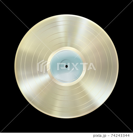 Platinum vinyl record, realistic award disc isolated on black background. Gramophone LP 74243344