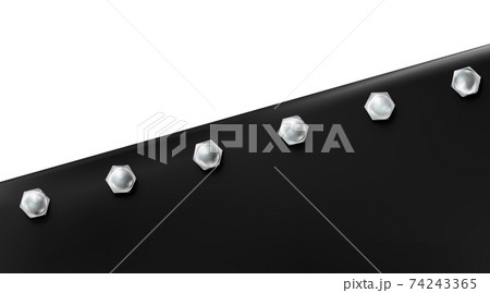 Technological background from sheet painted metal or plastic bolted. Black metallic bluing steel 74243365