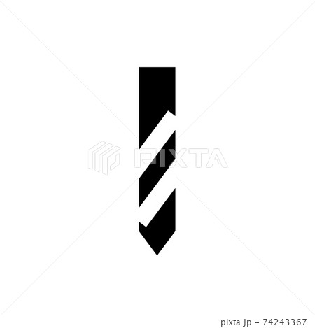 Drill bit icon, simple black isolated. Schematic sign for instructions or manual. 74243367