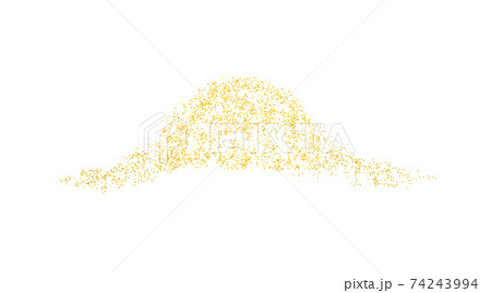 Horizontal decor wave sprinkled with crumbs golden texture. Background Gold dust on a white 74243994