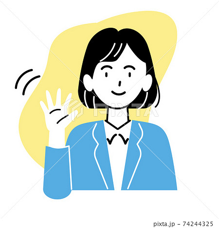 スーツ姿の女性が手を振るイラスト素材のイラスト素材