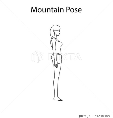 Flat Black Silhouette Of Young Woman Practicing Yoga Doing Mountain Pose Or  Equal Standing Pose Tadasana Or Samasthiti Standing And Neutral Vector  Illustration Isolated On Transparent Background Stock Illustration -  Download Image