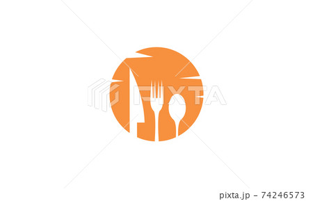 fork and knife with sunset logo vector icon symbol graphic design illustration 74246573