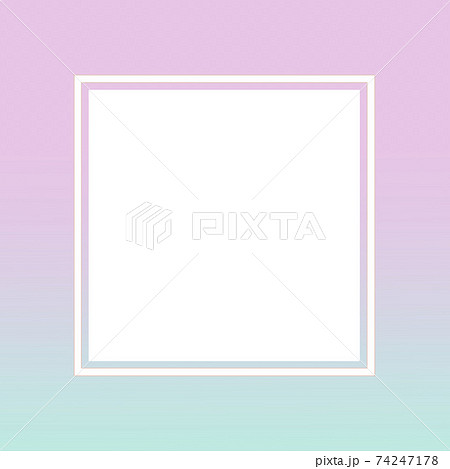 ピンクから水色のグラデーション背景に正方形のフレームのイラスト素材