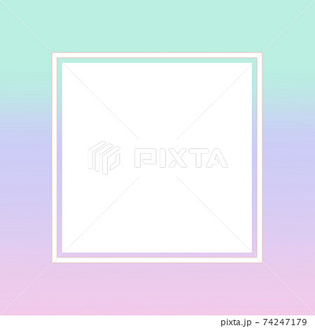水色から紫 ピンクの3色ののグラデーション フレーム 正方形のイラスト素材