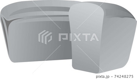 Rectangular loaf of bread. Grayscale image of food. 74248275
