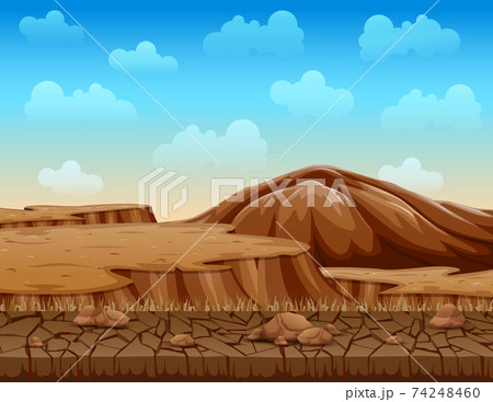 Landscape Of Dry Cracked Ground Illustrationのイラスト素材