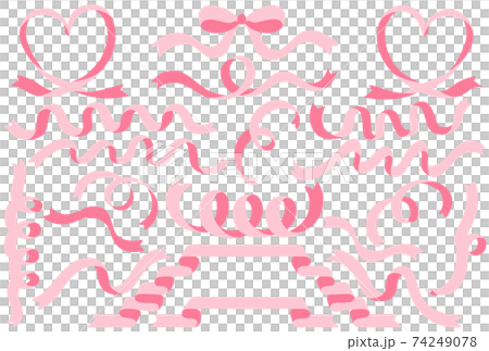 Illustration set of pink ribbon [pastel color] - Stock Illustration ...