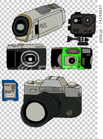 ビデオカメラやデジタルカメラのイラスト素材