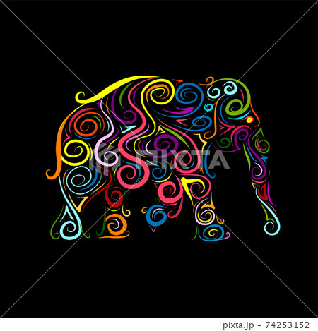 Elephant ornate, sketch for your design 74253152
