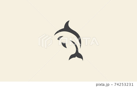 simple shape sea shark  logo vector icon symbol design graphic illustration 74253231