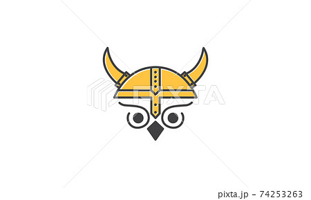 owl head as viking logo vector icon symbol design graphic illustration 74253263