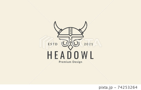 owl head with helmet lines logo vector icon symbol design graphic illustration owl head with helmet lines logo vector icon symbol design graphic illustration 74253264