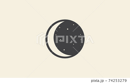 black night circle with crescent and star logo vector icon symbol design graphic illustration 74253279