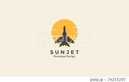 jet plane with sunset circle logo vector icon symbol design graphic illustration jet plane with sunset circle logo vector icon symbol design graphic illustration 74253297