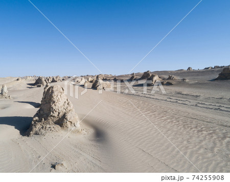 Aerial view of yardang landform landscape in west of china Aerial view of yardang landform landscape in west of china 74255908