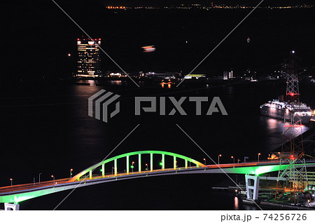 広島県広島市黄金山からの夜景（元宇品方面） 74256726