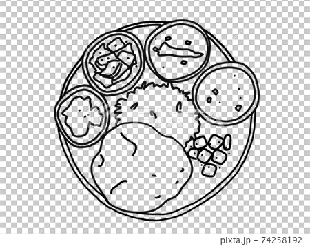 南インドカレーのプレート 銀食器のイラスト素材