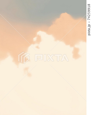 幻想的な可愛いふわふわ雲の空2夕焼けのイラスト素材