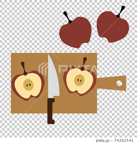 りんごを半分に切る イラストのイラスト素材