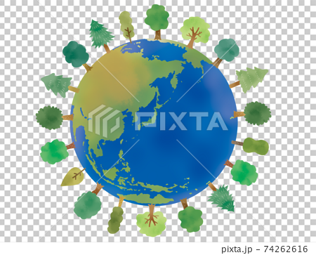Illustration Of The Earth And Trees Centered On Stock Illustration