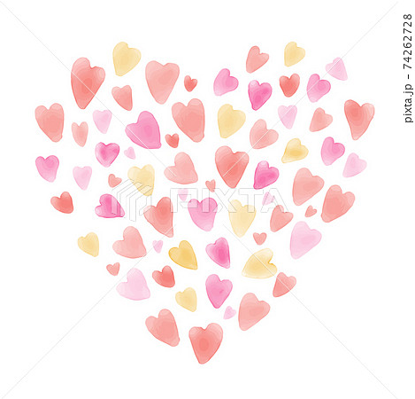 水彩 ハート ピンクのイラスト素材