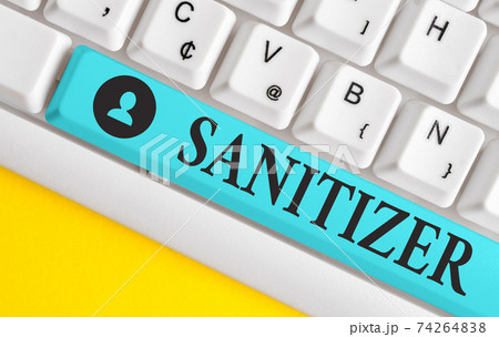Text sign showing Sanitizer. Conceptual photo Text sign showing Sanitizer. Conceptual photo 74264838