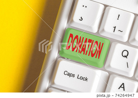 Writing note showing Donation. Business photo 74264947